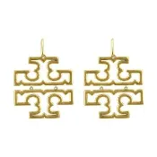 【TORY BURCH】TORY BURCH BRITTEN簍空復古連結雙T設計鉤式耳環(金)