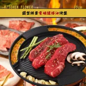 韓國製烤盤 Kitchen Flower 圓型烘蛋 IH 電磁爐 排油烤盤 35cm  不沾塗層鍋 韓式烤盤 韓式烤肉