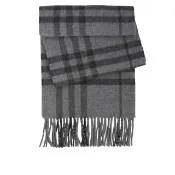 【BURBERRY 巴寶莉】經典格紋純羊毛圍巾(灰色)