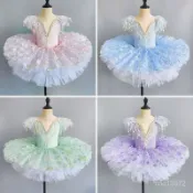 🔥新品暢銷🔥 女童芭蕾舞六一演出服兒童小天鵝舞蹈幼兒蓬蓬裙天鵝湖紗裙公主 PGMW