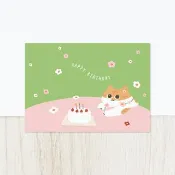 森蕗插畫 韓系蛋糕款 可愛貓咪生日卡片 雙面明信片 生日快樂
