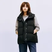 【BRAPPERS】女款 立領寬版羽絨背心(黑)