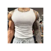 (店+)健身彈力背心男 夏季透氣速乾訓練服 螺紋修身無袖上衣 吸汗純色打底衫 運動神級背心
