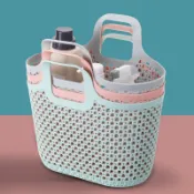協貿國際日用品生活7館 塑料編織浴室洗澡筐手提大容量洗漱沐浴籃買菜籃大號野餐購物籃子