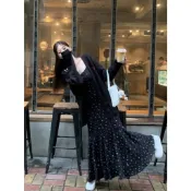 Ying Fashion Shop 細肩帶連衣裙 吊帶碎花洋裝 魚尾裙款式 針織棉洋裝 氣質甜美 傘裙洋裝
