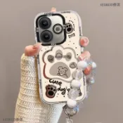 萌心貓爪 鏡面韓國 OPPO A5 Pro 5G手機保護殼 可愛卡通全包掛繩 oppo a5 pro 防摔手機殼