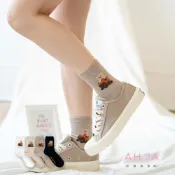 (店+)【AHUA 阿華有事嗎】AHUA阿華有事嗎 韓國襪子三隻小熊疊疊樂中筒襪  穿搭必備 K1855  正韓襪子 純棉襪