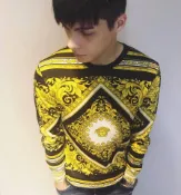 美國百分百【全新真品】Versace Jeans 凡賽斯 VJ 長袖 T恤 圖騰 logo 棉質 薄長袖 黑色 J662