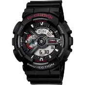 【CASIO 卡西歐】G-SHOCK 經典紅黑重機雙顯手錶-55mm 送禮 禮物 推薦(GA-110-1A)