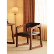 (店+)實木椅子靠背椅家用扶手茶椅中古餐椅輕奢主人椅中式茶桌專用凳子