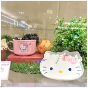 ～薰之物～附發票💯 夢時代 來店禮 Hello kitty 碗盤組 造型碗盤組 點心盤 大湯杯 湯杯 陶瓷盤 陶瓷杯