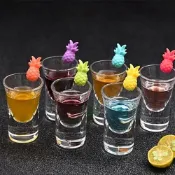 (店+)鳳梨造型 酒杯標記 矽膠 分酒器必備 派對必備 創意酒杯標記 杯子區分器 酒杯 識別 記號 標簽 杯子