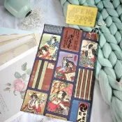 和風系列-日本薄棉布料武士與藝妓布書衣-布書套-A5小說-25K手冊