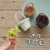 【盒情盒禮】迷你手提籃 婚禮小物 多肉植物 小花籃 籃子乾燥花 拍照道具 竹籃 插花籃 編織籃 永生花 花藝 花盆