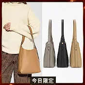 TORY BURCH Romy Hobo 鈕扣金屬標誌鵝卵石紋牛皮手提 肩背流浪包(3色)