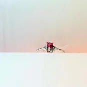 The Petite  -  天然莓紅漸變雙色碧璽(0.42ct) 18k白金鑽戒