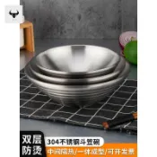 臺灣出貨#韓式304不鏽鋼斗笠碗雙層防燙商用拉麪麻辣燙碗網紅沙拉碗刨冰碗#免運