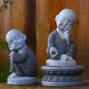 協貿國際日用品生活10館 樣板房禪意景觀軟裝飾工藝品小和尚擺件佛堂寺廟枯山水石雕小沙彌