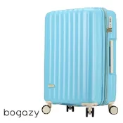 Bogazy 雅典美爵 26吋鏡面光感海關鎖可加大行李箱(冰川藍)
