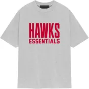 (店+)125AL244109F Fear of God Essentials NBA 聯名款 NBA-allstar S/S TEE - HAWKS 亞特蘭大老鷹隊 字母印花圖案圓領短袖美式T恤 男女同款 燕麥色/LIGHT HEATHER GR