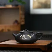 天際生活 【手工泥繪】紫砂壺 茶壺 茶具 石瓢壺 泡茶壺 黑泥壺 宜興紫砂 家藏老泥 手工製作 實用禮品 送禮自用皆宜