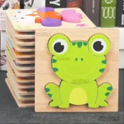 【安全款】兒童立體拼圖玩具 幼兒園兒童啟蒙早教認知拼圖 卡通動物認知手抓板木質立體拼圖木製玩具 寶寶益智拼圖配對版