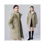 (店+)羽絨外套女防風防水棒球衝鋒衣運動保暖連帽飛行風衣白鴨絨輕羽絨防寒發熱加絨中長版耐磨休閒登山工作寬鬆機能滑雪大碼商務夾克女
