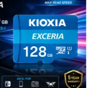 KIOXIA（原東芝儲存）microSD 卡 128GB UHS-I Class 10（最高讀取速度 100MB/s），