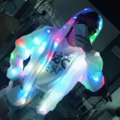 LED 發光外套 音樂節應援外套 炫酷酒吧裝備 五彩閃光連帽風衣 派對表演服 戶外夜光裝備 潮流穿搭 交換禮物