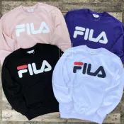 【Sharkhead】現貨 Fila Logo Sweatshirt 大學t 大Logo 基本款 白 紫 長袖 衛衣 黑