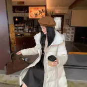免運 韓國代購🔊零下-20度🔥羽絨服 女雪地 長版 羽絨外套女2025新品過膝長款修身顯瘦外套蝴蝶結帶裝飾90白鴨