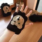 特賣🎀小熊手套diy手工編織材料包 貓爪半指自製毛線 送男女朋友個性禮物 創意毛綫 手工鉤織毛線DIY 手作材料