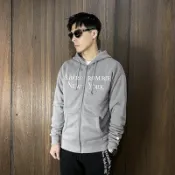 美國百分百【全新真品】Abercrombie & Fitch 連帽外套 刷毛 棉質 AF 長袖 麋鹿 logo 夾克 灰色 CY72