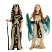 優質兒童埃及法老金字塔 Tutankhamun Cosplay 服裝古埃及埃及豔后連衣裙帶斗篷公主花式嘉年華派對