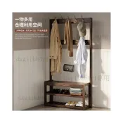 (店+)免運 實木掛衣架換鞋凳一體進門廳衣帽架落地衣架臥室落地鞋架鞋櫃玄關