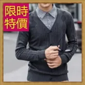 現貨+預購 長袖襯衫針織T恤-假兩件造型修身男上衣2色59ac36【獨家進口】【米蘭精品】