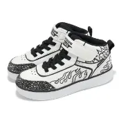 【SKECHERS】休閒鞋 Sport Court 92 大童 中童 白 黑 魔鬼氈 可塗鴉 小朋友 童鞋(403500-LWBK)