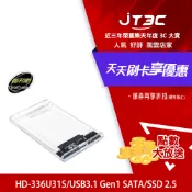 JT3C 伽利略 USB3.1 Gen1 SATA/SSD 2.5“ 透明版硬碟外接盒 HD-336U31S