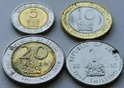 【滿300出貨】品如圖 總統人物版肯尼亞2010年清年份硬幣4枚套幣 1-5-10-20先令