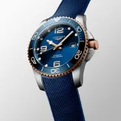 LONGINES 浪琴 深海征服者浪鬼陶瓷潛水機械錶 開學換新季 送禮推薦-藍x玫瑰金/41mm L3.781.3.98.9