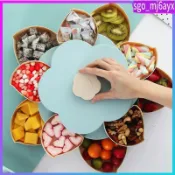 Flower Rotating Candy Box 2 Layer Dried Fruit Plate Snack Se