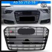 適用2012-2016款Audi奧迪A5 S5款水箱罩 中網 B8 前保桿通風進氣格柵 水箱護罩