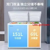 美菱冰櫃220L家 雙溫雙箱小型冷櫃商 大容量冷藏冷凍櫃臥式冰箱
