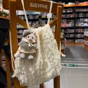 (店+)【小滿甄選】很仙的雙肩包:汝矣島的面料 ins花邊雪紡束口袋雙肩揹包單肩包