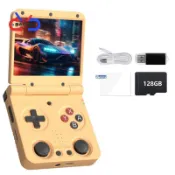 - 兼容遊戲手柄 Flip V2 手持視頻遊戲機 128GB 3.5“ IPS 屏幕開源設計黃色
