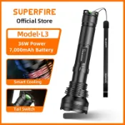 SUPERFIRE L3 36W LED 可變焦手電筒可充電手電筒 5 種模式遠射 400m 手電筒