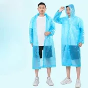【Dagebeno荷生活】可重覆穿EVA輕便雨衣 不黏不易破半透明鈕扣設計透明雨衣(3入)