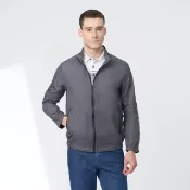 【pierre cardin 皮爾卡登】休閒服飾 男款 都會休閒立領薄夾克外套-灰色(5247661-96)