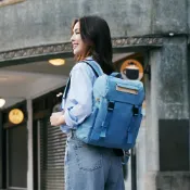 【satana】Soldier 雙扣束口後背包 防潑水 大容量 14吋筆電 減壓背帶 台灣製 SOS3310 - 雲煙藍