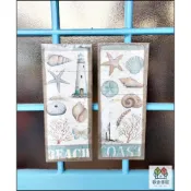 (店+)歐舍傢居 複製畫 無框畫 一對 麻紗 20*50公分 地中海風 掛畫 海洋風 壁畫 燈塔貝殼海灘海星壁貼掛畫 牆壁裝飾品